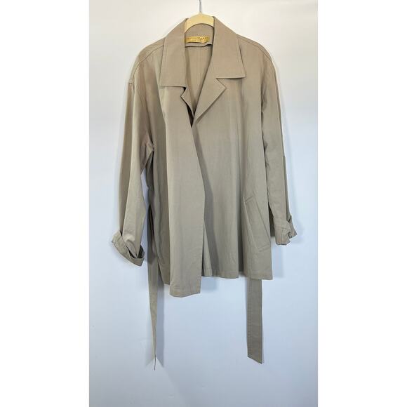 Donna Karan Collection Y2K Vintage Beige 100% Cotton Tailored Trench Coat, wrap - Picture 5 of 11